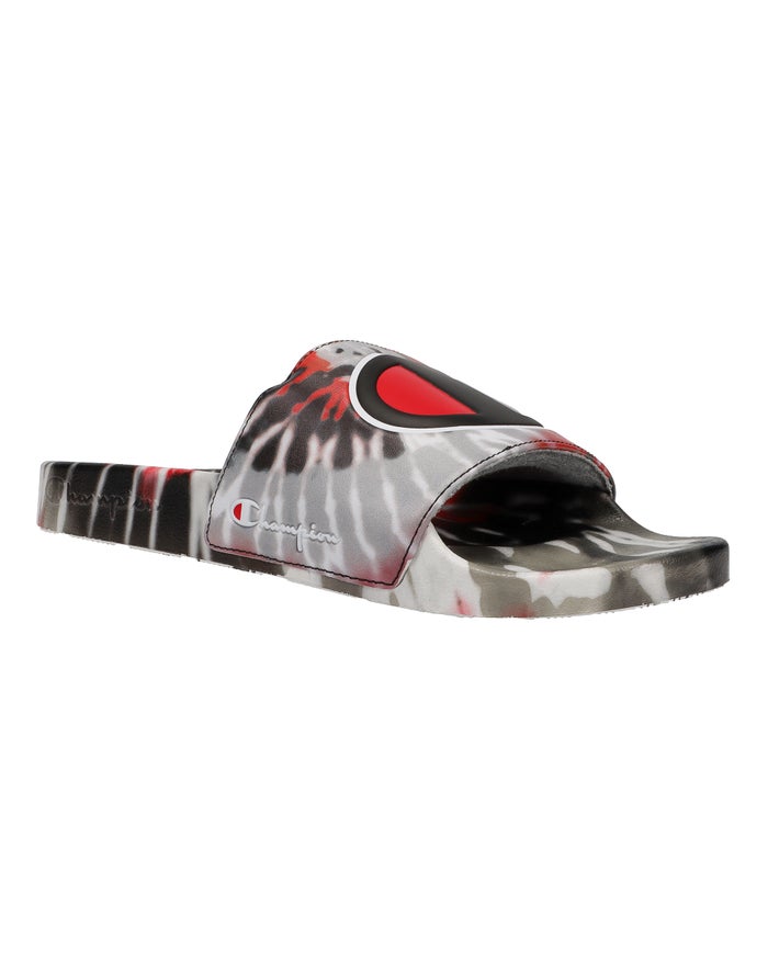 Champion Ipo Tie-Dye Badslippers Heren - Zwart/Rood - Belgie 2160UECNY